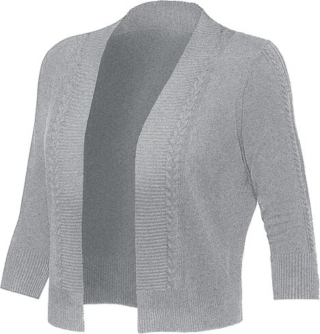 Women's Cropped Cardigan Sweater 3/4 Sleeve Open Front Bolero Shrug Sweaters Soft Cotton Knit Jacket Top in Saudi Arabia