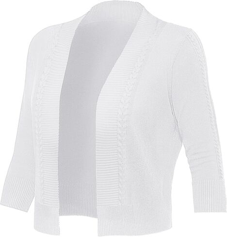 Women's Cropped Cardigan Sweater 3/4 Sleeve Open Front Bolero Shrug Sweaters Soft Cotton Knit Jacket Top in Saudi Arabia