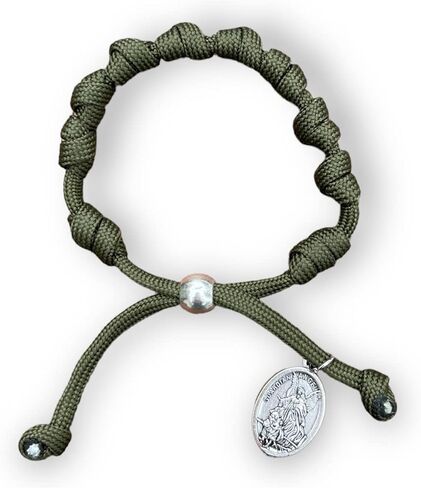 MUNIFICENCE Christian Catholic Blessing String Bracelet Prayer Rosary Paracord Protection Medals Jewlery for Men and Women/Pulsera Rosario Hilo Paracord Verde Adultos Hombres y Mujeres in Kuwait