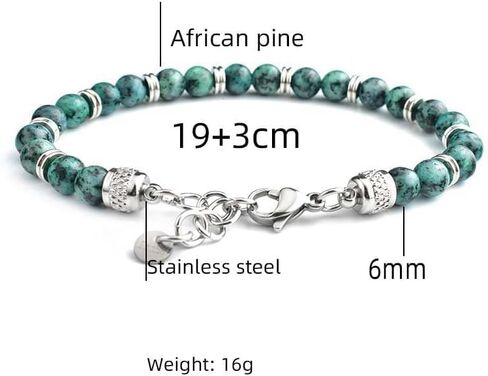 Men's Natural Beads Bracelet, African Turquoise/Phoenix Stone Patchwork Link Bracelets, Stainless Steel Clasp Bracelet for Men Women in Saudi Arabia