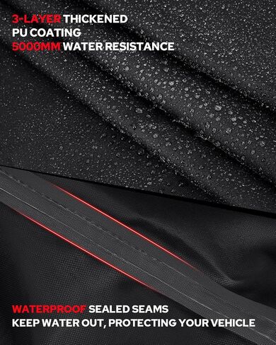 Benlari Snowmobile Cover Waterproof Outdoor, Heavy Duty 420D Oxford Fabric Storage Cover with PU Coating Reflective Strip Windproof Buckle, 145" x 51" x 48" (Black, XLarge) in Saudi Arabia