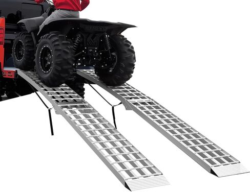 Loading Ramps 89.8"*12" 3000LBS Motorcycle ATV Ramps for Pickup Truck Lawn Mower 2PC Folding Trailer UTV Shed Snowmobile Car Truck Ramp with Strap Handle Buckle Black 7.5ft Aluminum Ramps Accessories in Saudi Arabia