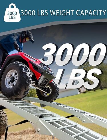 Loading Ramps 89.8"*12" 3000LBS Motorcycle ATV Ramps for Pickup Truck Lawn Mower 2PC Folding Trailer UTV Shed Snowmobile Car Truck Ramp with Strap Handle Buckle Black 7.5ft Aluminum Ramps Accessories in Saudi Arabia