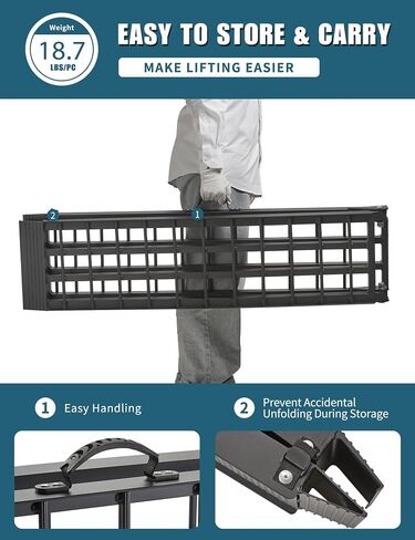 Loading Ramps 89.8"*12" 3000LBS Motorcycle ATV Ramps for Pickup Truck Lawn Mower 2PC Folding Trailer UTV Shed Snowmobile Car Truck Ramp with Strap Handle Buckle Black 7.5ft Aluminum Ramps Accessories in Saudi Arabia