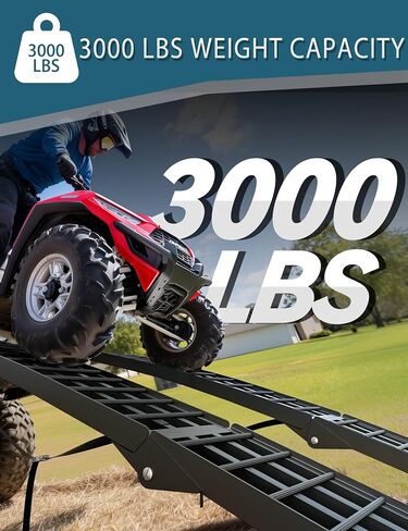 Loading Ramps 89.8"*12" 3000LBS Motorcycle ATV Ramps for Pickup Truck Lawn Mower 2PC Folding Trailer UTV Shed Snowmobile Car Truck Ramp with Strap Handle Buckle Black 7.5ft Aluminum Ramps Accessories in Saudi Arabia