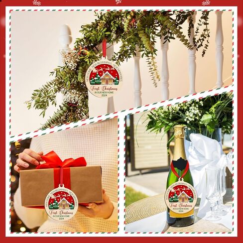 Wooden First Christmas in Our New Home 2024 Christmas Ornaments for Tree Decorations, Best Housewarming Gifts for New House, New Home Gift Ideas, House Warming Gifts Red in Kuwait