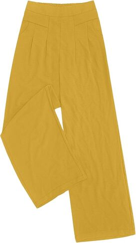 DouBCQ Women's Culottes Wide Leg Pants Elastic Waist Trousers Casual Palazzo Pants with Pockets in Saudi Arabia