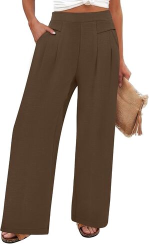 DouBCQ Women's Culottes Wide Leg Pants Elastic Waist Trousers Casual Palazzo Pants with Pockets in Saudi Arabia