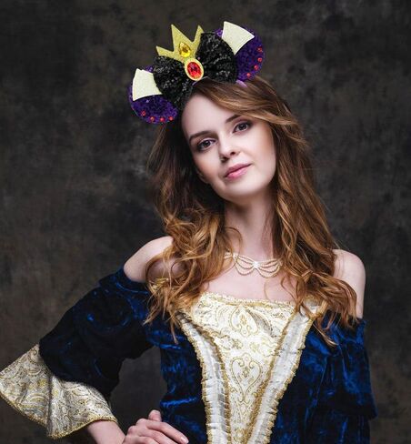 Halloween Ursula Ears Evil Queen Queen of Hearts headband, Eye-Catching Evil Style Purple Red Sparkle Sequin, Halloween Hair Accessories for Ursula Costume Women Cosplay Party in Kuwait