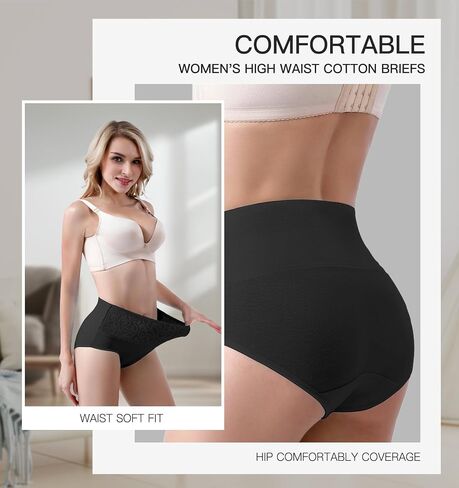 youlehe Women's Cotton Underwear Briefs High Waist Full Coverage Soft Breathable Panties in Kuwait
