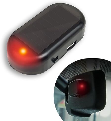 1 PC Car Analog Anti-theft Device, 1.96" x 0.98" x 0.59" Intelligent Induction Solar LED Flashing Warning Light, USB Interface Adhesive Installation Accessory, Universal for Cars (Red Light) in Saudi Arabia