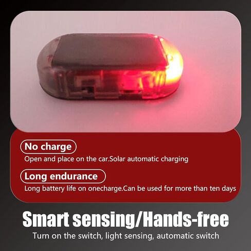 1 PC Car Analog Anti-theft Device, 1.96" x 0.98" x 0.59" Intelligent Induction Solar LED Flashing Warning Light, USB Interface Adhesive Installation Accessory, Universal for Cars (Red Light) in Saudi Arabia