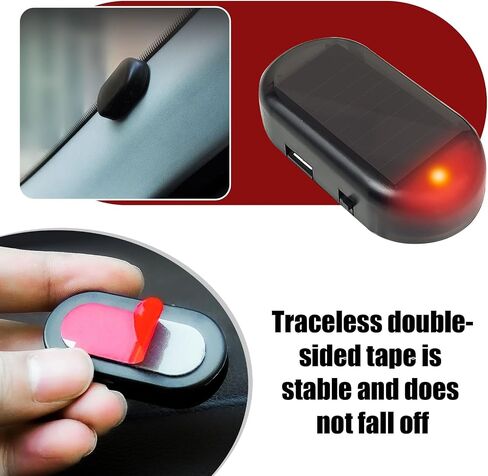 1 PC Car Analog Anti-theft Device, 1.96" x 0.98" x 0.59" Intelligent Induction Solar LED Flashing Warning Light, USB Interface Adhesive Installation Accessory, Universal for Cars (Red Light) in Saudi Arabia