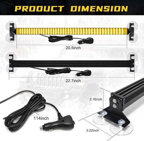 MAODANER LED Interior Windshield Strobe Police Warning Lights, Suction cups Base Emergency Hazard Traffic Advisor Safety Lightbar, Hideaway Flashing cop Light Mount for Vehicles Trucks (Amber) in Saudi Arabia