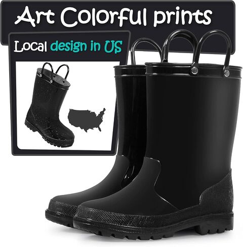 K KomForme Kids Girls & Boys Rain Boots with Easy-on Handles Waterproof Outdoors in Saudi Arabia