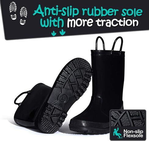 K KomForme Kids Girls & Boys Rain Boots with Easy-on Handles Waterproof Outdoors in Saudi Arabia