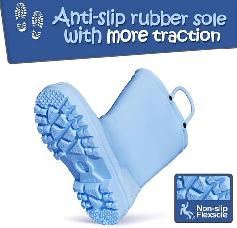 K KomForme Kids Girls & Boys Rain Boots with Easy-on Handles Waterproof Outdoors in Kuwait