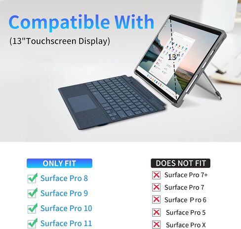 Case fit Microsoft Surface Pro 11 /Surface Pro 10 /Surface Pro 9 /Surface Pro 8 13-Inch, with Stent Cover, Hand Strap, All-in-one Rugged Case Compatible with Type Cover Keyboards, Blue in Saudi Arabia