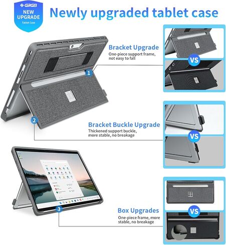 Case fit Microsoft Surface Pro 11 /Surface Pro 10 /Surface Pro 9 /Surface Pro 8 13-Inch, with Stent Cover, Hand Strap, All-in-one Rugged Case Compatible with Type Cover Keyboards, Blue in Saudi Arabia