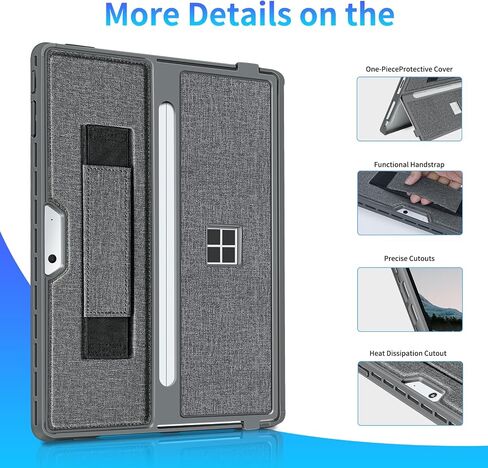 Case fit Microsoft Surface Pro 11 /Surface Pro 10 /Surface Pro 9 /Surface Pro 8 13-Inch, with Stent Cover, Hand Strap, All-in-one Rugged Case Compatible with Type Cover Keyboards, Blue in Saudi Arabia