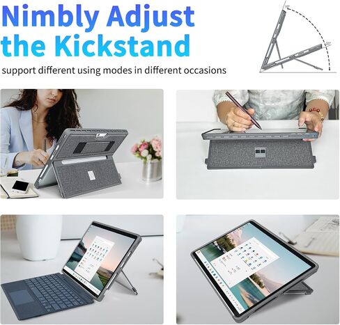 Case fit Microsoft Surface Pro 11 /Surface Pro 10 /Surface Pro 9 /Surface Pro 8 13-Inch, with Stent Cover, Hand Strap, All-in-one Rugged Case Compatible with Type Cover Keyboards, Blue in Saudi Arabia
