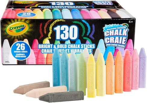 Crayola Ultimate Washable Chalk Collection (64ct), Bulk Sidewalk Chalk, Outdoor Chalk for Kids, Anti-Roll Sticks, School Supplies in Saudi Arabia