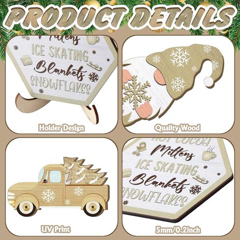 maitys 21 جهاز كمبيوتر شخصى الشتاء صينية ديكور مجموعة الخريف ندفة الثلج جنوم شاحنة الخشب علامة ريفي مزرعة ديكور مرحبا الشتاء الخشب حبة الزخرفية منضدية علامة لعطلة الجدول الشتاء in Kuwait