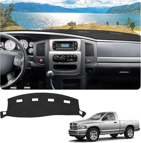 FIILINES Dash Cover for Dodge Ram 1500 2002-2005, Dodge Ram 2500 3500 2003-2005, Dashboard Mat Accessories Dash Cover Sunshade Nonslip Mesh Protector No Glare Black in Kuwait