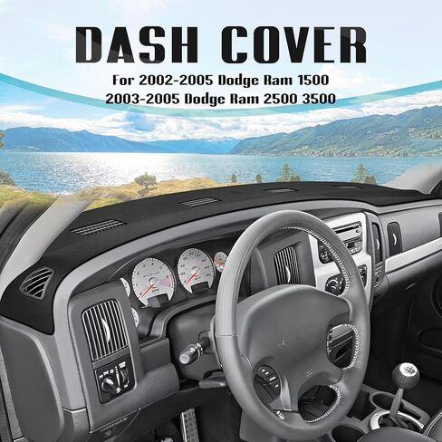 FIILINES Dash Cover for Dodge Ram 1500 2002-2005, Dodge Ram 2500 3500 2003-2005, Dashboard Mat Accessories Dash Cover Sunshade Nonslip Mesh Protector No Glare Black in Kuwait