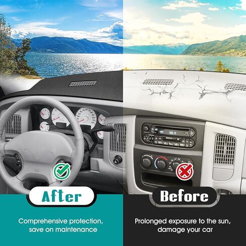 FIILINES Dash Cover for Dodge Ram 1500 2002-2005, Dodge Ram 2500 3500 2003-2005, Dashboard Mat Accessories Dash Cover Sunshade Nonslip Mesh Protector No Glare Black in Kuwait