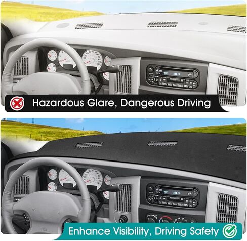 FIILINES Dash Cover for Dodge Ram 1500 2002-2005, Dodge Ram 2500 3500 2003-2005, Dashboard Mat Accessories Dash Cover Sunshade Nonslip Mesh Protector No Glare Black in Kuwait