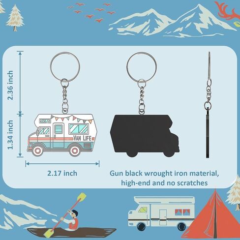 Haigoo 3D Camper Key Chain 2 Pack Camping Gifts for Women Men Campers Couples, Retro RV Keychain Set in Saudi Arabia