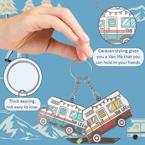 Haigoo 3D Camper Key Chain 2 Pack Camping Gifts for Women Men Campers Couples, Retro RV Keychain Set in Saudi Arabia