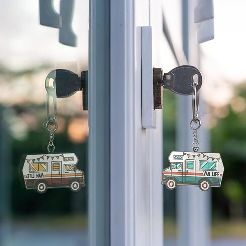 Haigoo 3D Camper Key Chain 2 Pack Camping Gifts for Women Men Campers Couples, Retro RV Keychain Set in Saudi Arabia