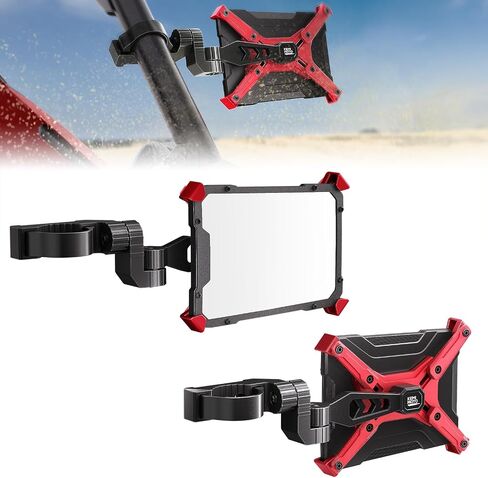 KEMIMOTO CNC Aluminum UTV Side Mirrors For 1.65"-2" Roll Cage Bar Compatible with Polaris RZR Can Am Maverick X3 Side by Side Talon Teryx Mule SXS Side View Mirror Red in Saudi Arabia