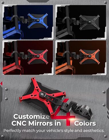 KEMIMOTO CNC Aluminum UTV Side Mirrors For 1.65"-2" Roll Cage Bar Compatible with Polaris RZR Can Am Maverick X3 Side by Side Talon Teryx Mule SXS Side View Mirror Red in Saudi Arabia