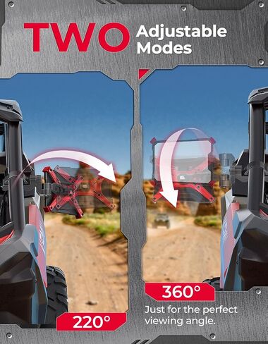 KEMIMOTO CNC Aluminum UTV Side Mirrors For 1.65"-2" Roll Cage Bar Compatible with Polaris RZR Can Am Maverick X3 Side by Side Talon Teryx Mule SXS Side View Mirror Red in Saudi Arabia