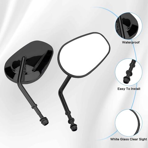 Universal 8mm 10mm Harley Motorcycle Mirrors Compatible with Harley OX1358 for Road King Street Bike Touring Sportster Cruiser 360 Degree Adjustable Adventure Motorcycle Side Mirrors (Back) in Kuwait