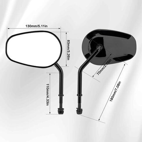Universal 8mm 10mm Harley Motorcycle Mirrors Compatible with Harley OX1358 for Road King Street Bike Touring Sportster Cruiser 360 Degree Adjustable Adventure Motorcycle Side Mirrors (Back) in Kuwait
