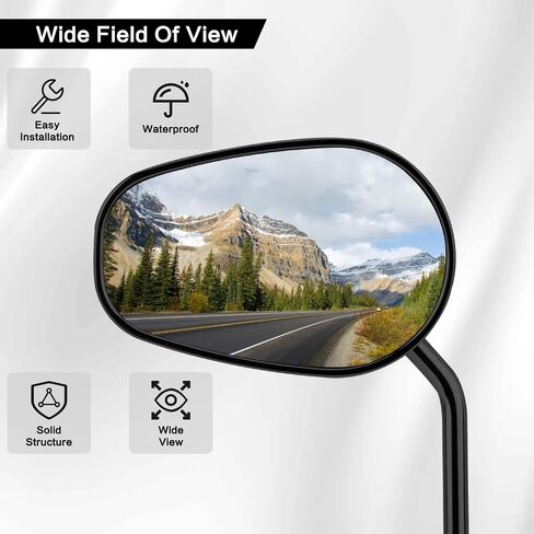 Universal 8mm 10mm Harley Motorcycle Mirrors Compatible with Harley OX1358 for Road King Street Bike Touring Sportster Cruiser 360 Degree Adjustable Adventure Motorcycle Side Mirrors (Back) in Kuwait