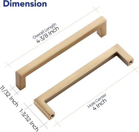 Ravinte Cabinet Handles Solid Slim Champagne Bronze 10 Pack 3 Inch Hole Center Square Bar Drawer Handles Kitchen Cabinet Pulls Drawer Handles Kitchen Cabinet Hardware Kitchen Handles in Kuwait