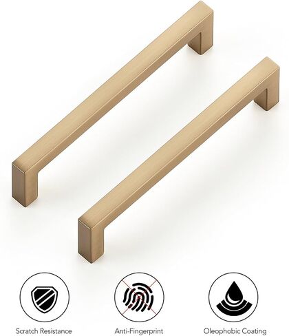 Ravinte Cabinet Handles Solid Slim Champagne Bronze 10 Pack 3 Inch Hole Center Square Bar Drawer Handles Kitchen Cabinet Pulls Drawer Handles Kitchen Cabinet Hardware Kitchen Handles in Kuwait