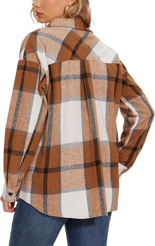 Moss Rose Womens Casual Plaid Shackets Button Down Long Sleeve Jacket Coats Shirts in Kuwait