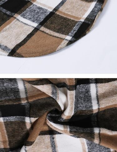 سترة نسائية كاجوال من PUWEI ذات طية صدر السترة وأزرار سفلية طويلة منقوشة ومعطف تارتان in Kuwait