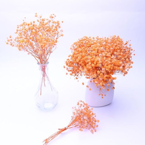 100 Pcs Orange Mini Dried Baby's Breath Flowers, 6000+Gypsophila Dry Flowers Bulk for Vase Resin Nails, Art Crafts DIY Pressed Flower Making, Valentines Day Decor, Party Table Wedding Gifts in Saudi Arabia