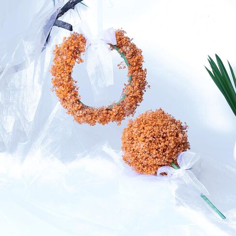 100 Pcs Orange Mini Dried Baby's Breath Flowers, 6000+Gypsophila Dry Flowers Bulk for Vase Resin Nails, Art Crafts DIY Pressed Flower Making, Valentines Day Decor, Party Table Wedding Gifts in Saudi Arabia