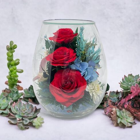 Fiora Flower | Preserved Roses & Floral Arrangement in Sealed Glass Vase | Lasts up to 5 Years | Elegant Gift for Weddings, Birthdays, and Anniversaries (Cream) in Saudi Arabia