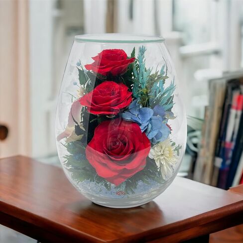Fiora Flower | Preserved Roses & Floral Arrangement in Sealed Glass Vase | Lasts up to 5 Years | Elegant Gift for Weddings, Birthdays, and Anniversaries (Cream) in Saudi Arabia