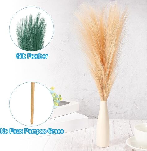 PATIKIL 17 Inch Faux Pampas Grass, 4 Pcs Boho Decor for Home Decoration Artificial Tall Fluffy Stems for Wedding Flower Party Vase Arrangement Centerpieces, Dark Green in Saudi Arabia