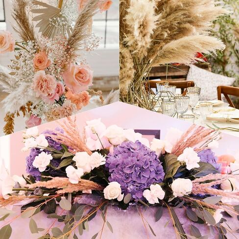 PATIKIL 17 Inch Faux Pampas Grass, 4 Pcs Boho Decor for Home Decoration Artificial Tall Fluffy Stems for Wedding Flower Party Vase Arrangement Centerpieces, Dark Green in Saudi Arabia